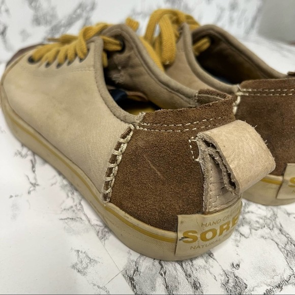 Sorel Sentry Sneakers Dune Sand Leather Lace Up size womens 7.5 - Picture 6 of 8